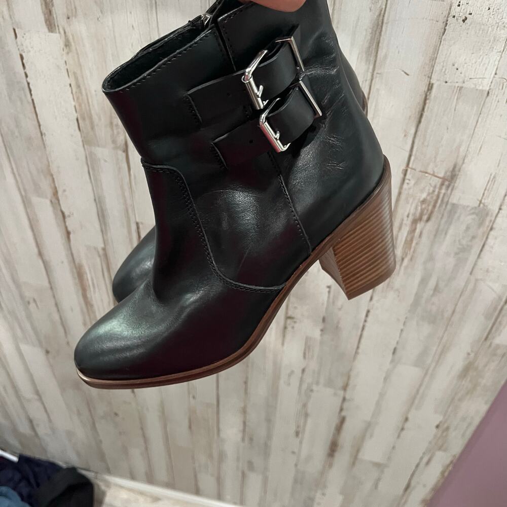 J. Crew Black Ankle Boots with Silver Buckles - Picture 4 of 7